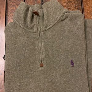 Polo half zip long sleeve cotton sweater